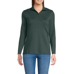 Supima-Poloshirt mit langen Ärmeln für Damen