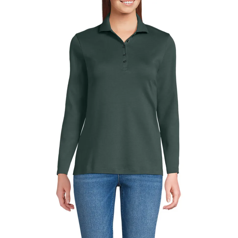 Supima-Poloshirt mit langen Ärmeln für Damen