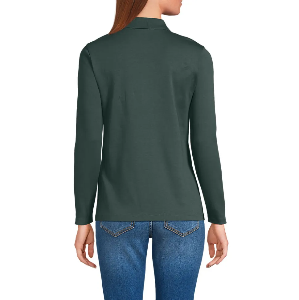Supima-Poloshirt mit langen Ärmeln für Damen