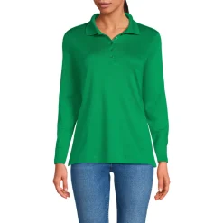 Supima-Poloshirt mit langen Ärmeln für Damen