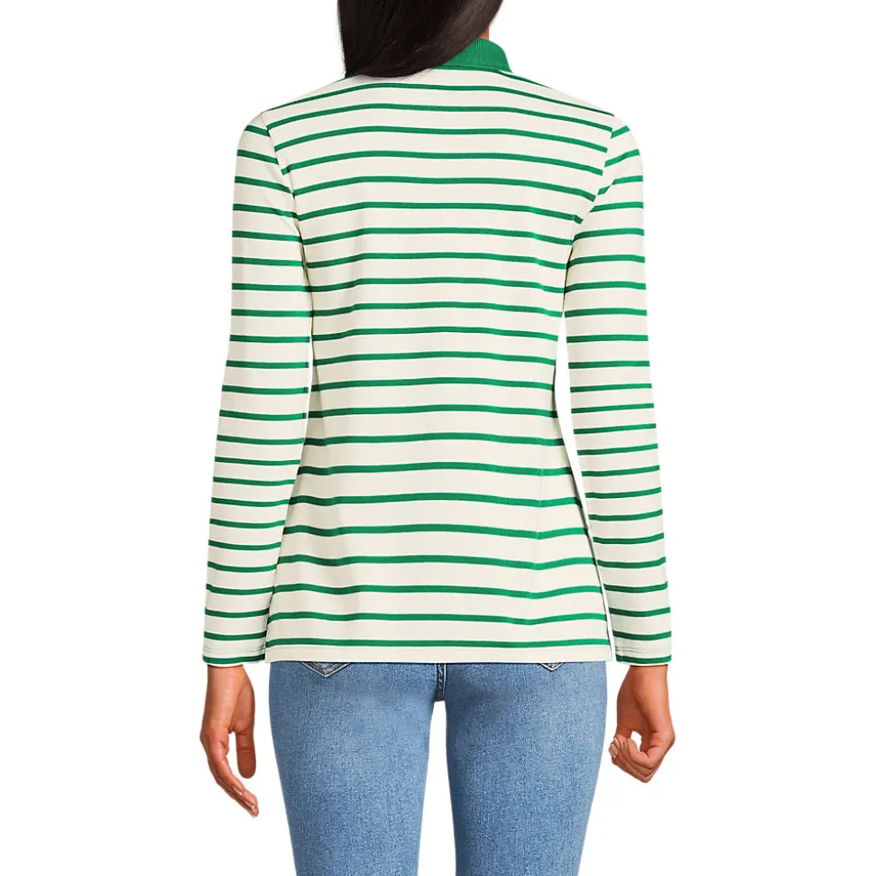 Supima-Poloshirt mit langen Ärmeln für Damen