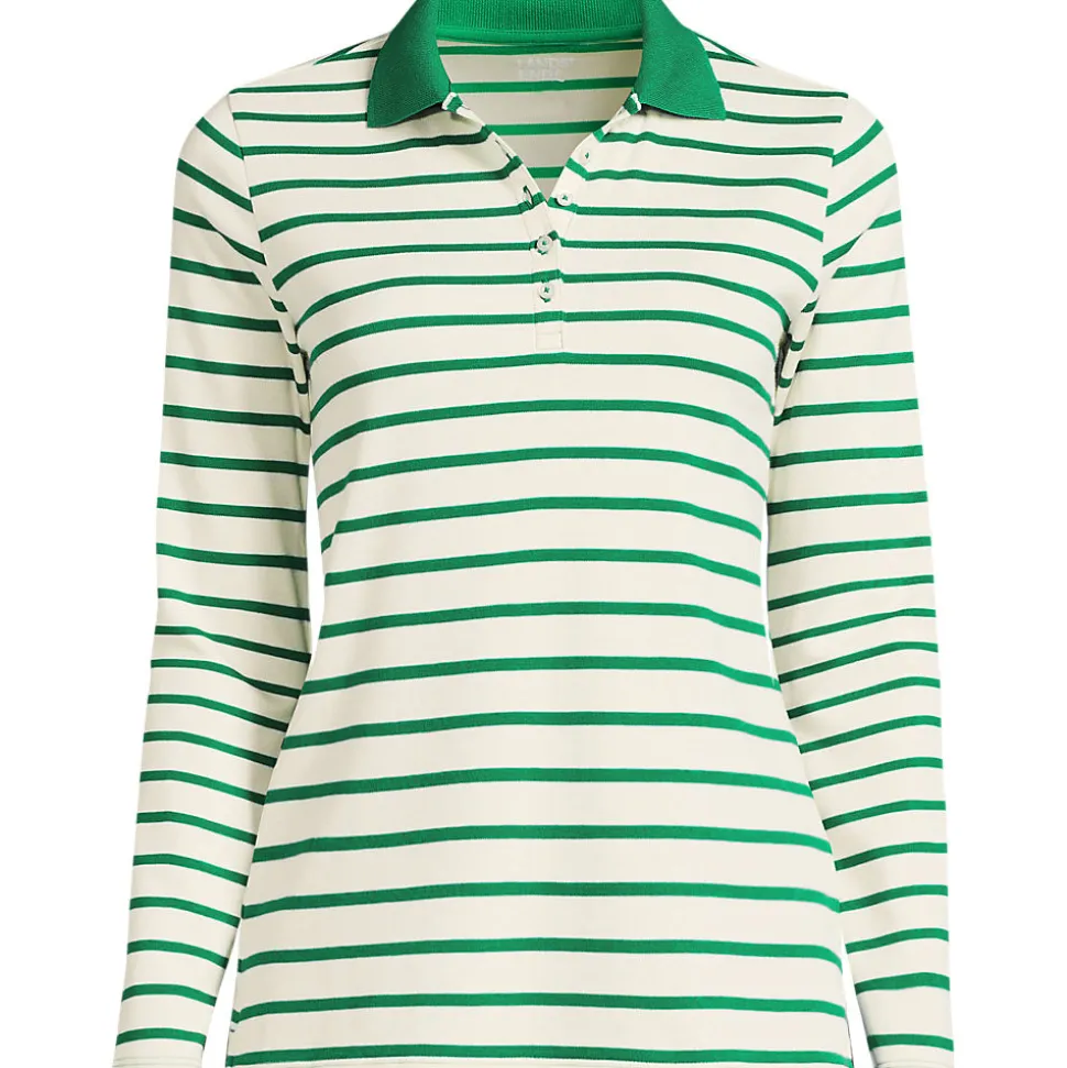 Supima-Poloshirt mit langen Ärmeln für Damen