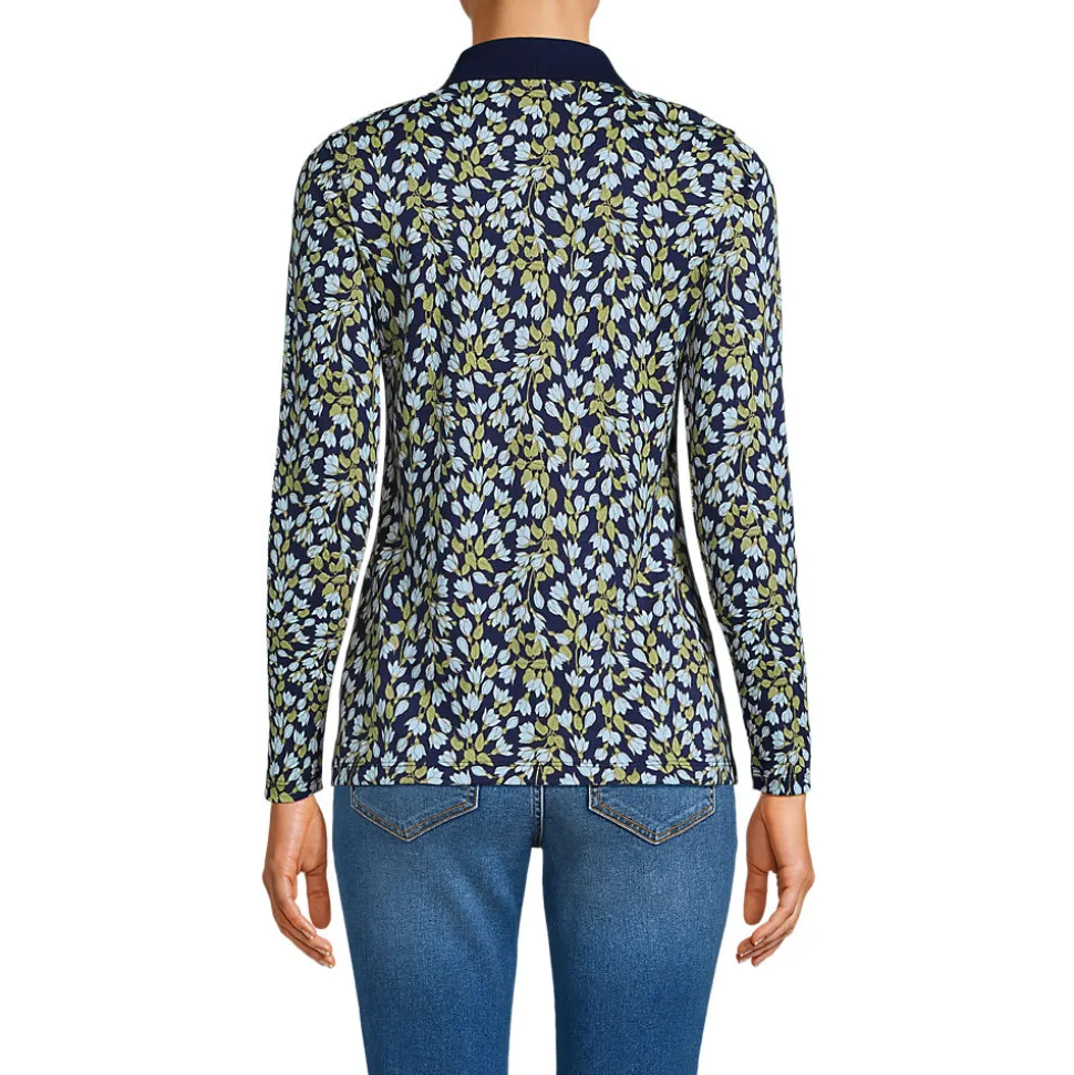 Supima-Poloshirt mit langen Ärmeln für Damen