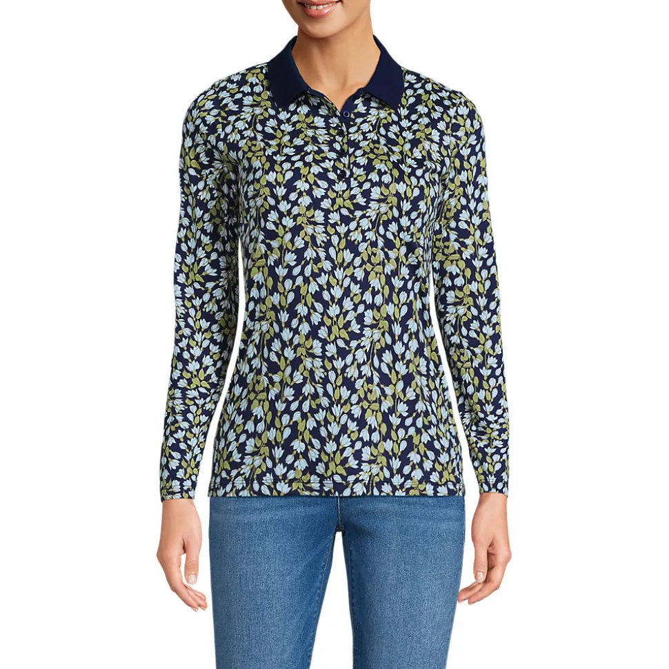 Supima-Poloshirt mit langen Ärmeln für Damen