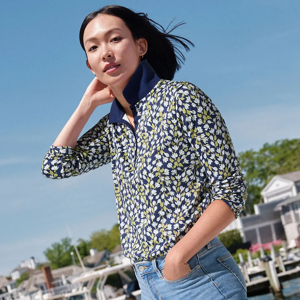 Supima-Poloshirt mit langen Ärmeln für Damen