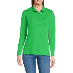 Supima-Poloshirt mit langen Ärmeln für Damen