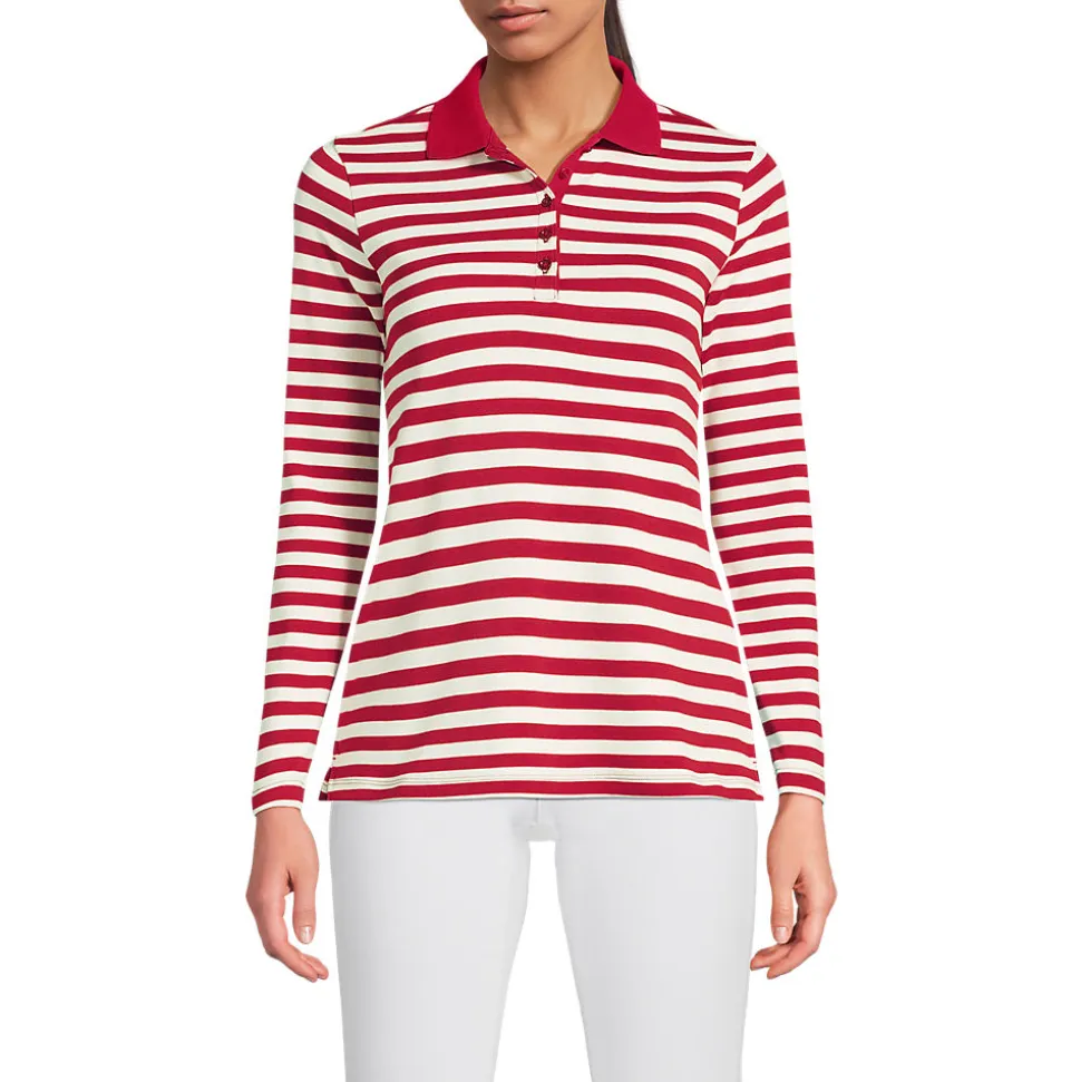 Supima-Poloshirt mit langen Ärmeln für Damen