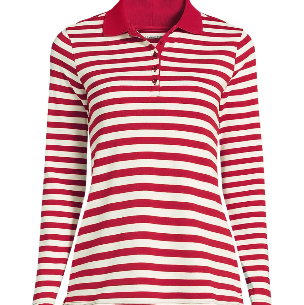 Supima-Poloshirt mit langen Ärmeln für Damen