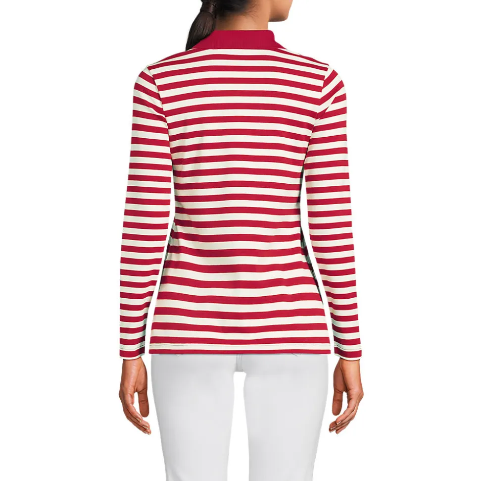 Supima-Poloshirt mit langen Ärmeln für Damen