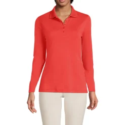 Supima-Poloshirt mit langen Ärmeln für Damen