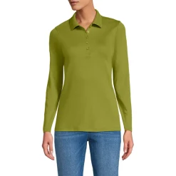 Supima-Poloshirt mit langen Ärmeln für Damen