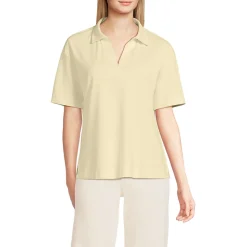 Supima Poloshirt mit offenem Kragen für Damen