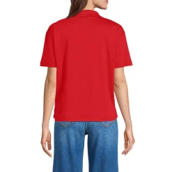 Supima Poloshirt mit offenem Kragen für Damen