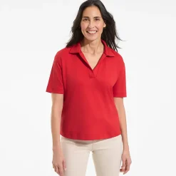 Supima Poloshirt mit offenem Kragen für Damen
