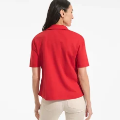 Supima Poloshirt mit offenem Kragen für Damen