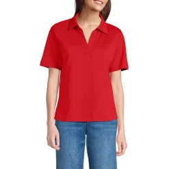 Supima Poloshirt mit offenem Kragen für Damen