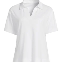 Supima Poloshirt mit offenem Kragen für Damen