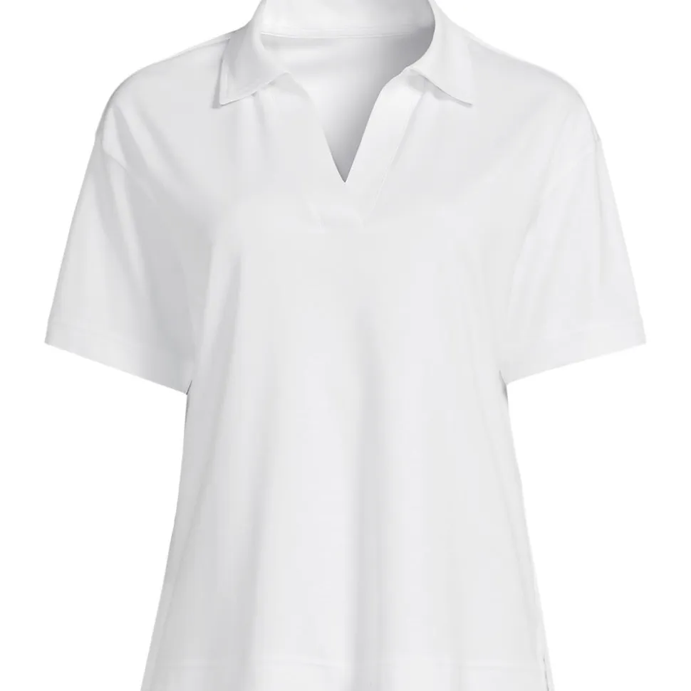 Supima Poloshirt mit offenem Kragen für Damen