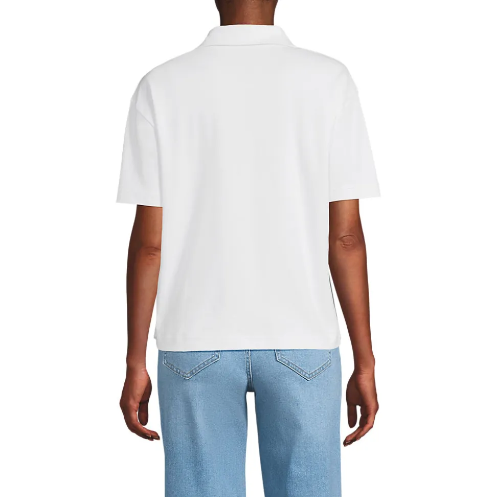 Supima Poloshirt mit offenem Kragen für Damen