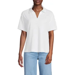 Supima Poloshirt mit offenem Kragen für Damen