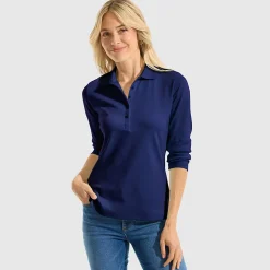 Supima-Poloshirt mit 3/4-Ärmeln für Damen
