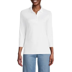 Supima-Poloshirt mit 3/4-Ärmeln für Damen