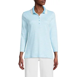 Supima-Poloshirt mit 3/4-Ärmeln für Damen