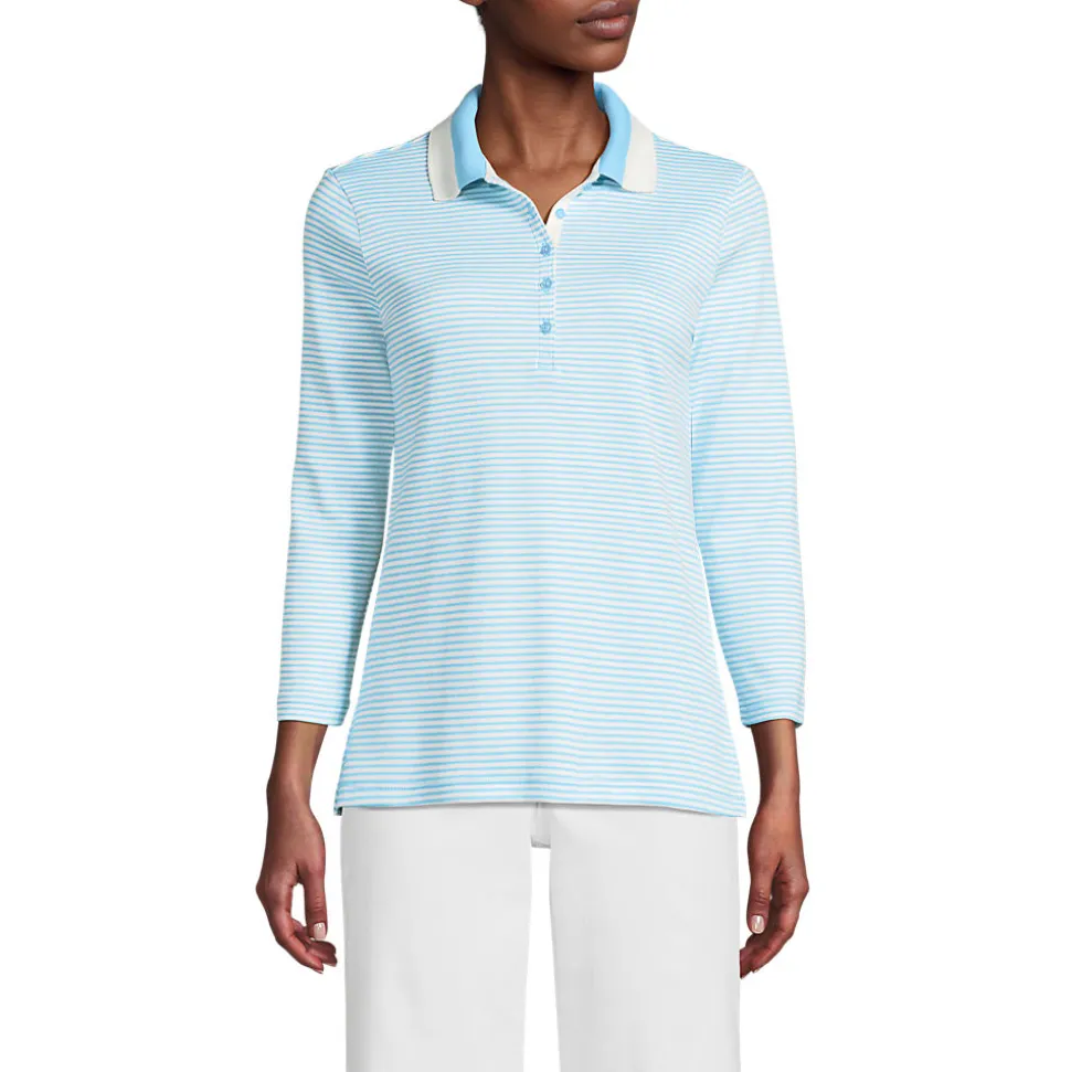 Supima-Poloshirt mit 3/4-Ärmeln für Damen