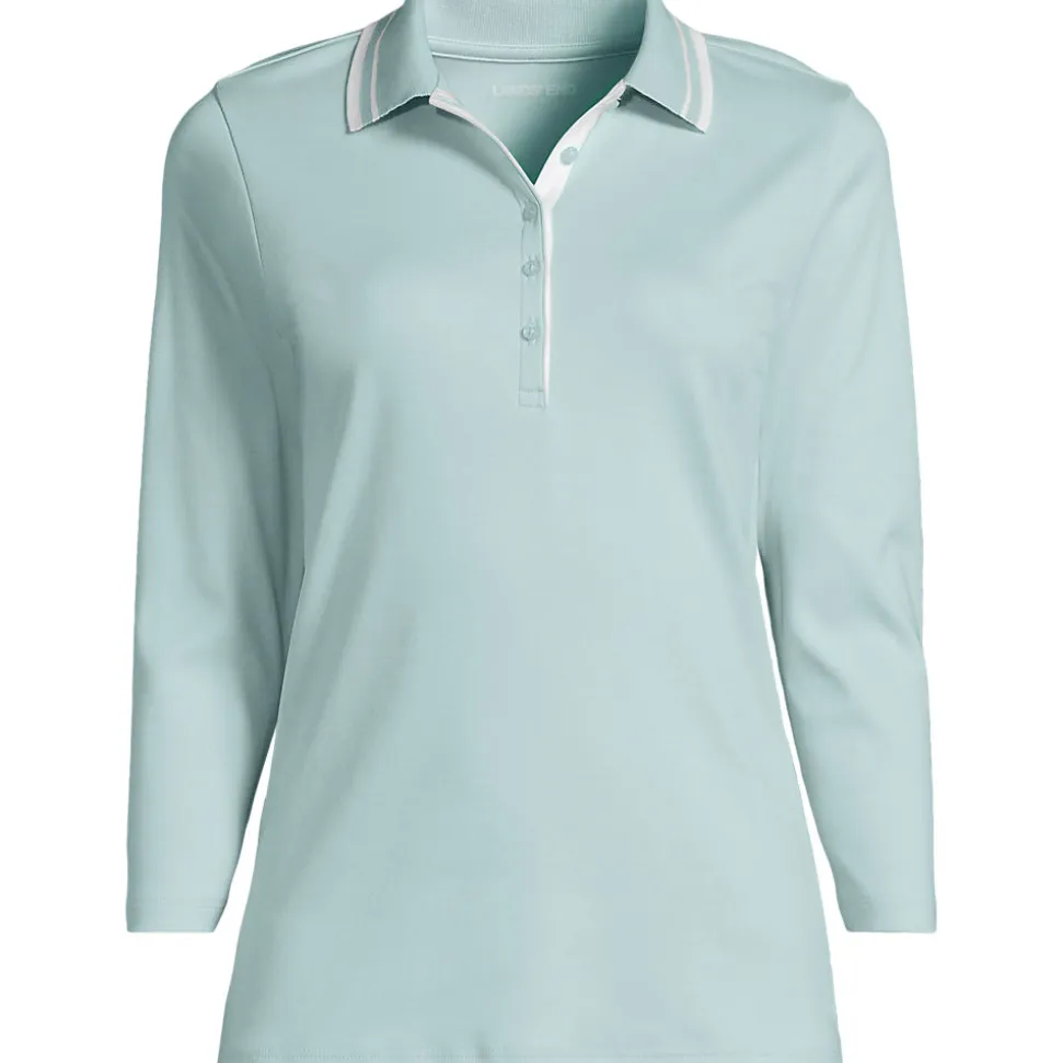 Supima-Poloshirt mit 3/4-Ärmeln für Damen