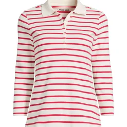 Supima-Poloshirt mit 3/4-Ärmeln für Damen