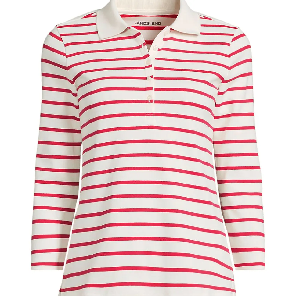 Supima-Poloshirt mit 3/4-Ärmeln für Damen
