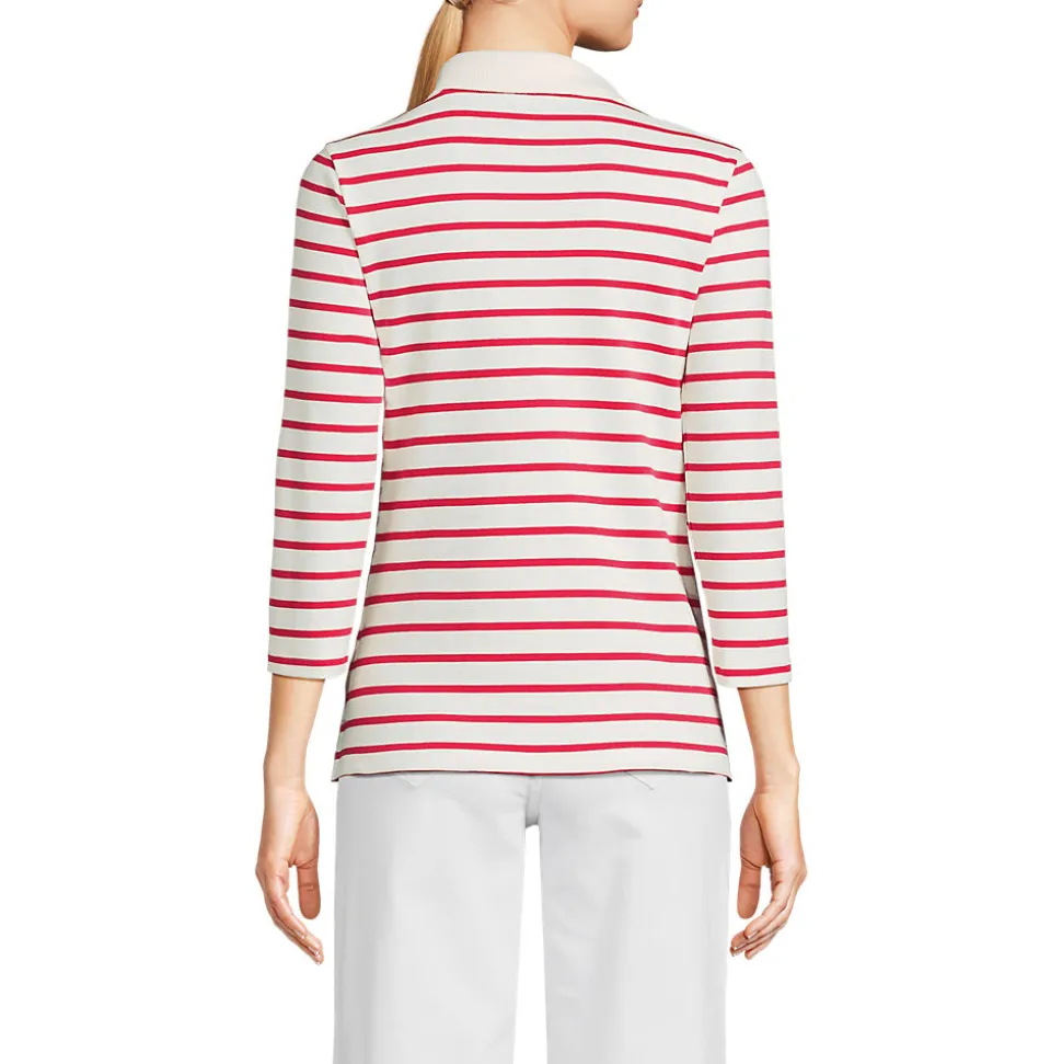 Supima-Poloshirt mit 3/4-Ärmeln für Damen
