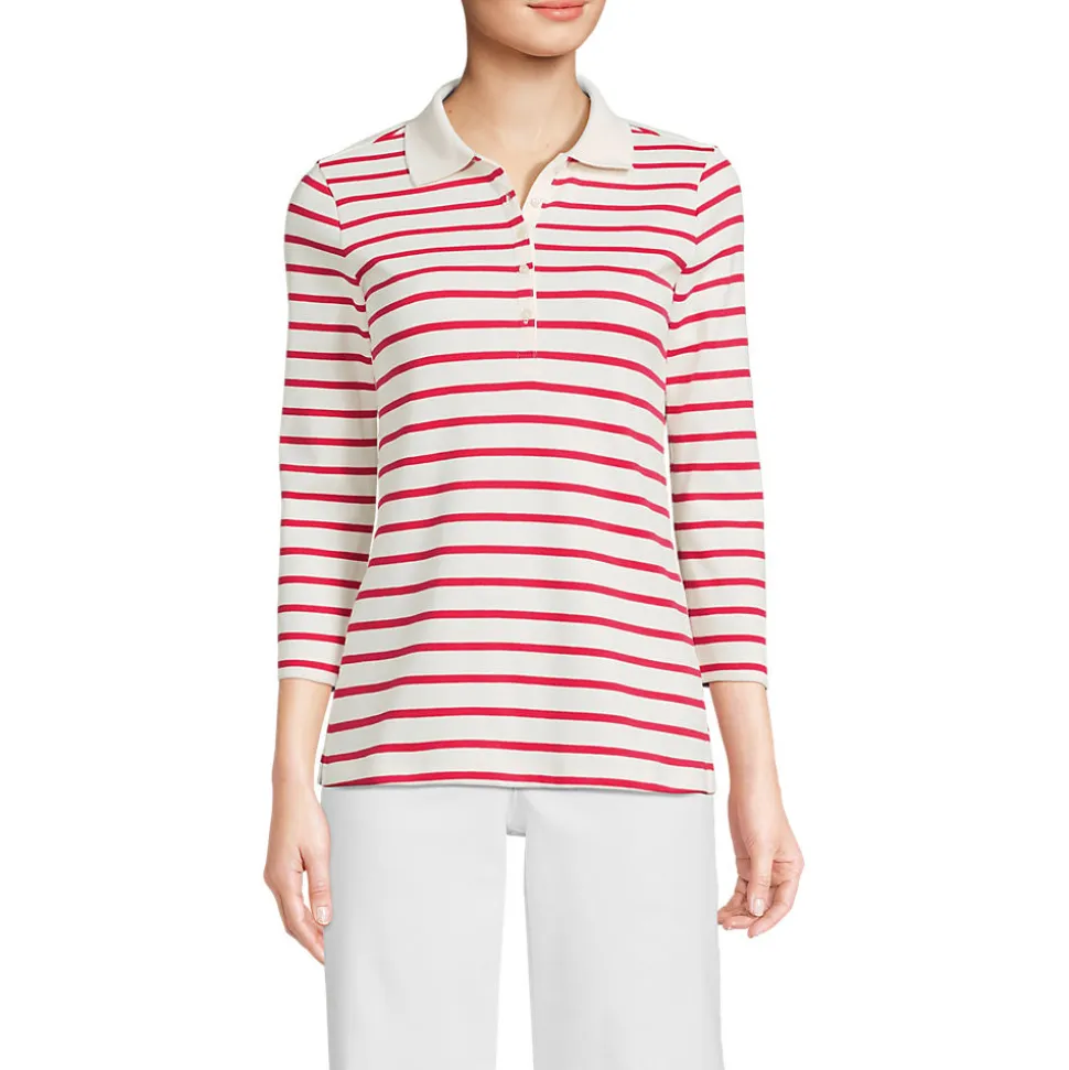 Supima-Poloshirt mit 3/4-Ärmeln für Damen