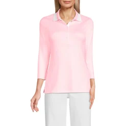 Supima-Poloshirt mit 3/4-Ärmeln für Damen