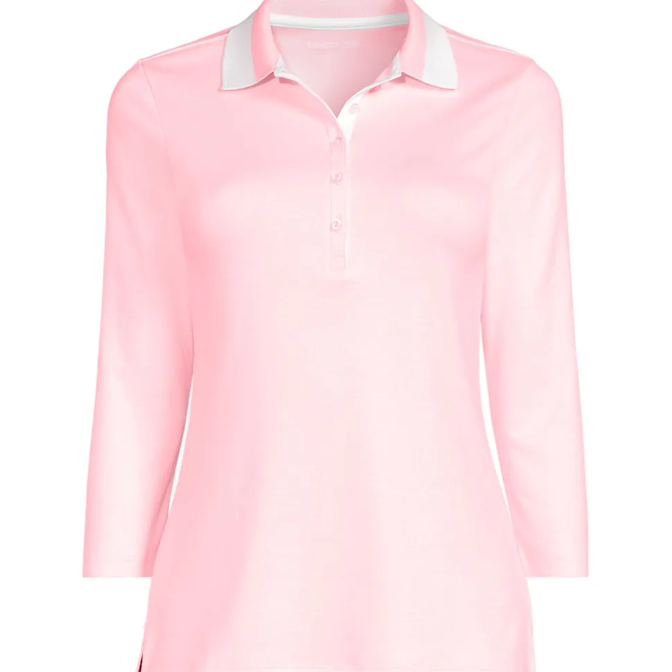 Supima-Poloshirt mit 3/4-Ärmeln für Damen