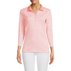 Supima-Poloshirt mit 3/4-Ärmeln für Damen