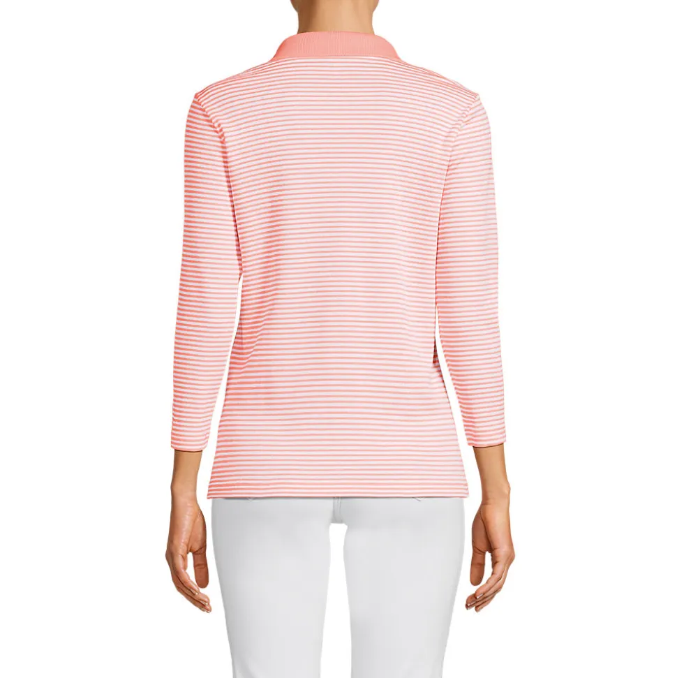 Supima-Poloshirt mit 3/4-Ärmeln für Damen
