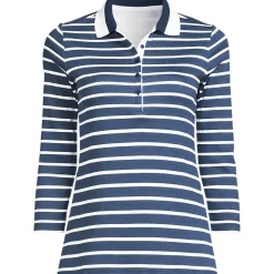 Supima-Poloshirt mit 3/4-Ärmeln für Damen