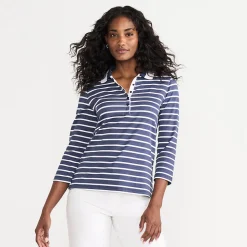 Supima-Poloshirt mit 3/4-Ärmeln für Damen