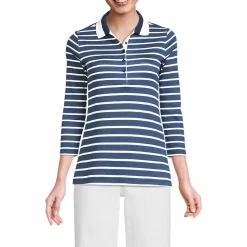 Supima-Poloshirt mit 3/4-Ärmeln für Damen