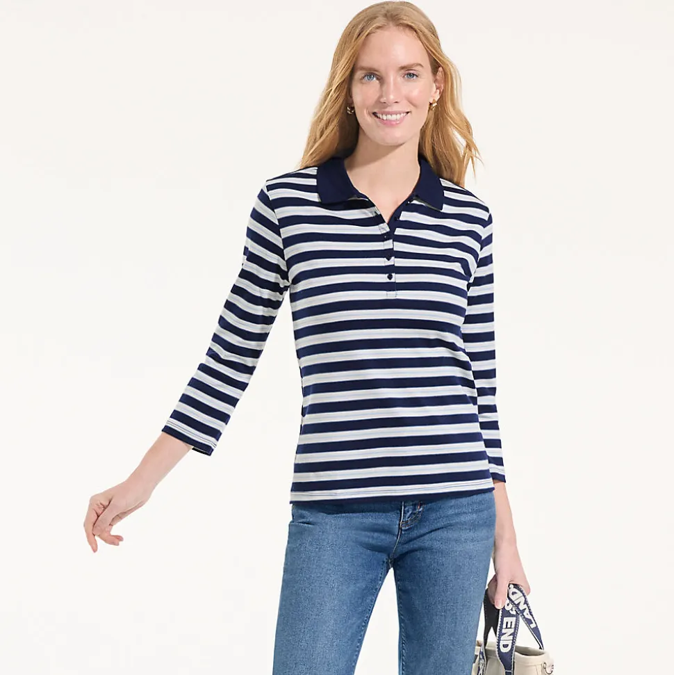 Supima-Poloshirt mit 3/4-Ärmeln für Damen