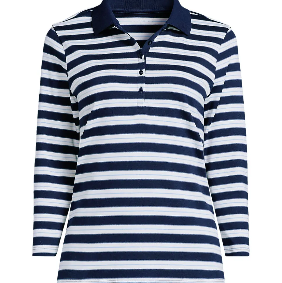 Supima-Poloshirt mit 3/4-Ärmeln für Damen