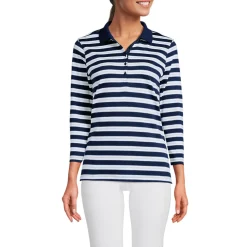 Supima-Poloshirt mit 3/4-Ärmeln für Damen