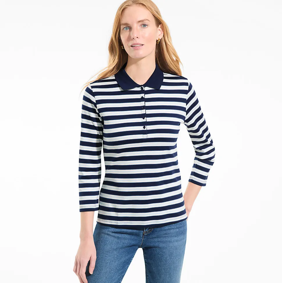 Supima-Poloshirt mit 3/4-Ärmeln für Damen
