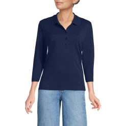 Supima Poloshirt mit 3/4-Ärmeln für Damen
