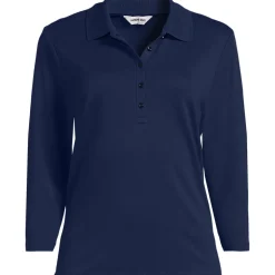Supima Poloshirt mit 3/4-Ärmeln für Damen