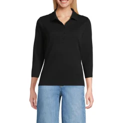 Supima Poloshirt mit 3/4-Ärmeln für Damen