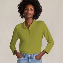 Supima Poloshirt mit 3/4-Ärmeln für Damen