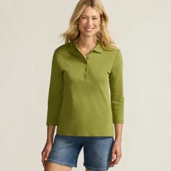 Supima Poloshirt mit 3/4-Ärmeln für Damen