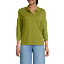 Supima Poloshirt mit 3/4-Ärmeln für Damen